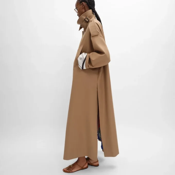 Trenchcoat van katoen en wolgabardine