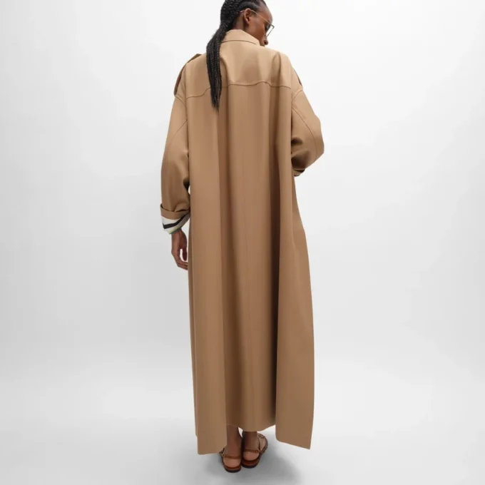 Trenchcoat van katoen en wolgabardine