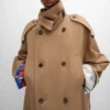 Trenchcoat van katoen en wolgabardine