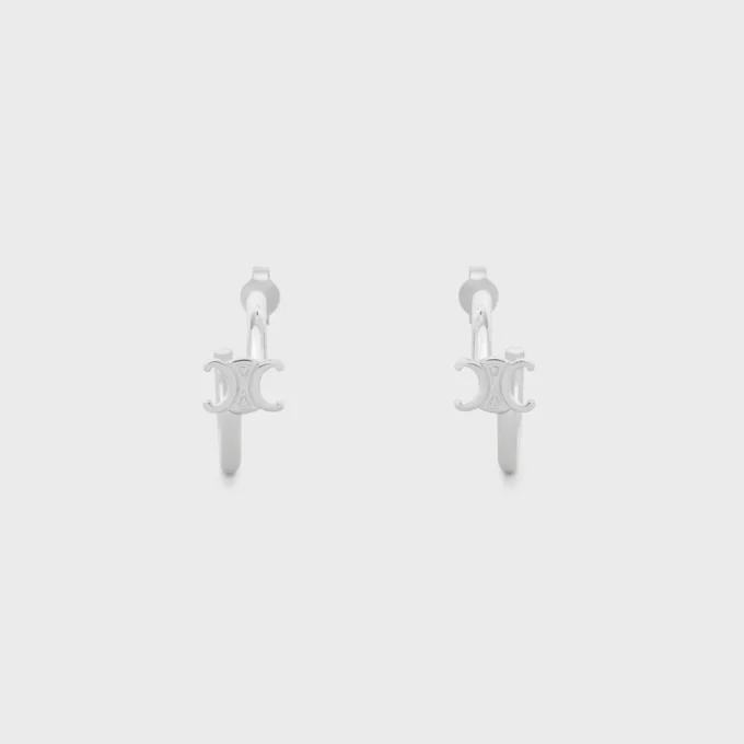 Triomphe asymmetrische oorringen van messing met rhodiumafwerking