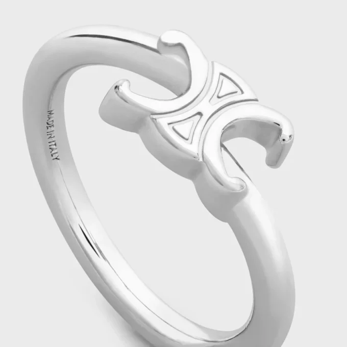 Triomphe asymmetrische ring van messing met rhodiumafwerking