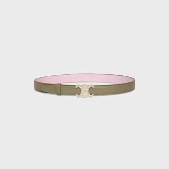 Triomphe-gesp van messing met strass en omkeerbare riem van 25 mm in Taurillon
