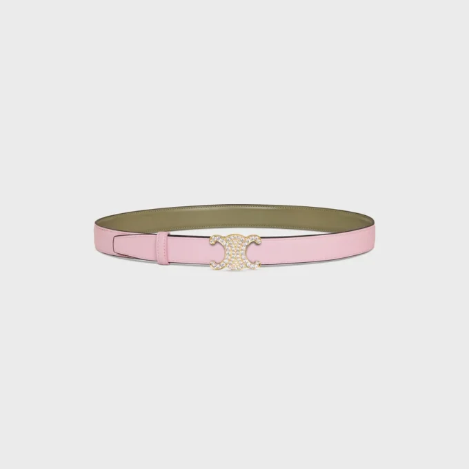 Triomphe-gesp van messing met strass en omkeerbare riem van 25 mm in Taurillon