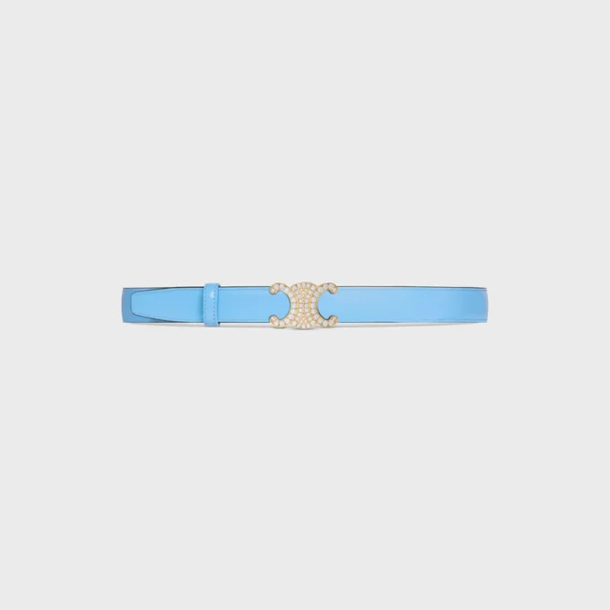 Triomphe-gesp van messing met strass en omkeerbare riem van 25 mm in Taurillon