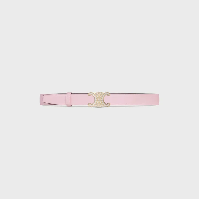 Triomphe-gesp van messing met strass en omkeerbare riem van 25 mm in Taurillon