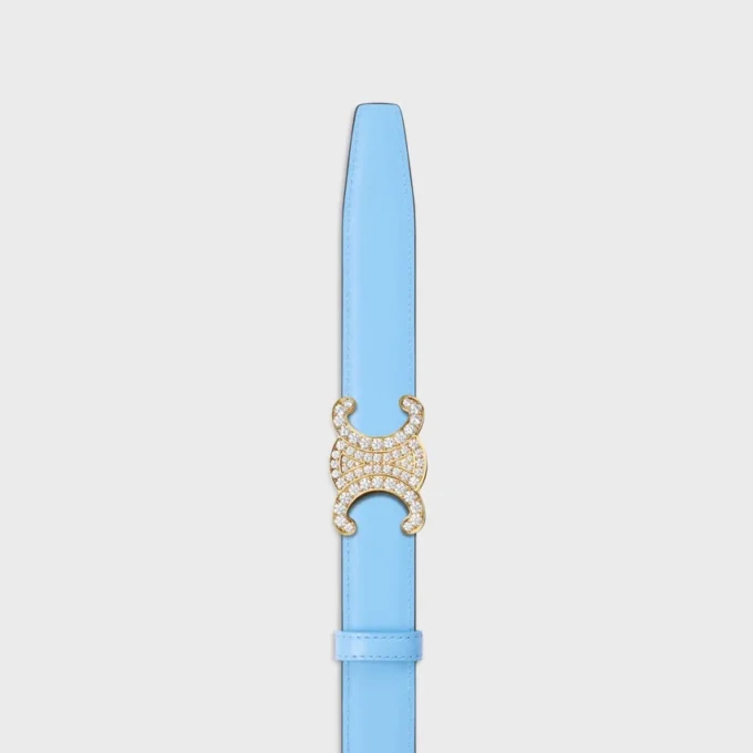 Triomphe-gesp van messing met strass en omkeerbare riem van 25 mm in Taurillon