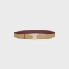Triomphe-gesp van messing met strass en omkeerbare riem van 25 mm van glad en generfd kalfsleer
