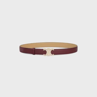 Triomphe-gesp van messing met strass en omkeerbare riem van 25 mm van glad en generfd kalfsleer