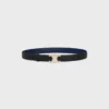 Triomphe-gesp van messing met strass en omkeerbare riem van 25 mm van glad en generfd kalfsleer