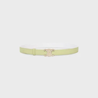 Triomphe-gesp van messing met strass en omkeerbare riem van 25 mm van glad en generfd kalfsleer