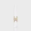 Triomphe-gesp van messing met strass en omkeerbare riem van 25 mm van glad en generfd kalfsleer