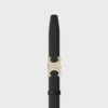 Triomphe-gesp van messing met strass en omkeerbare riem van 25 mm van glad en generfd kalfsleer