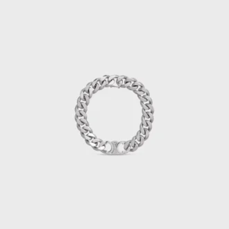 Triomphe Gourmette-armband van messing met rhodiumafwerking