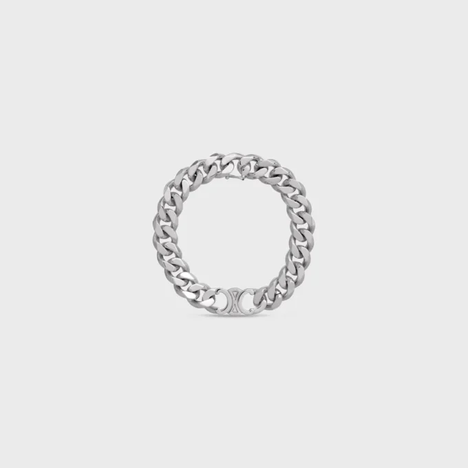Triomphe Gourmette-armband van messing met rhodiumafwerking
