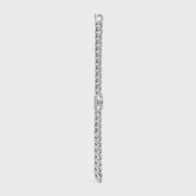 Triomphe Gourmette-armband van messing met rhodiumafwerking