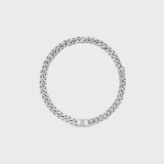 Triomphe Gourmette-ketting van messing met rhodiumafwerking