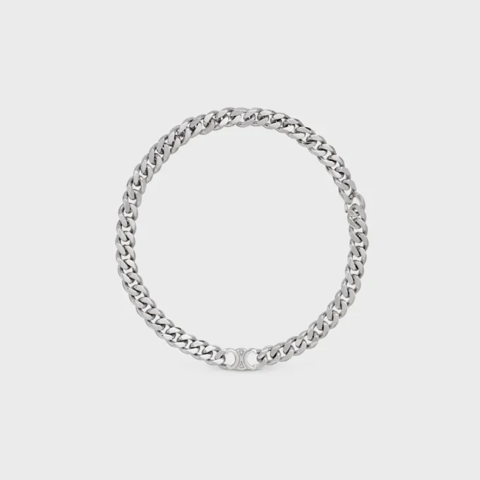 Triomphe Gourmette-ketting van messing met rhodiumafwerking