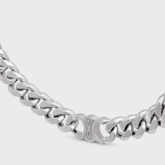 Triomphe Gourmette-ketting van messing met rhodiumafwerking