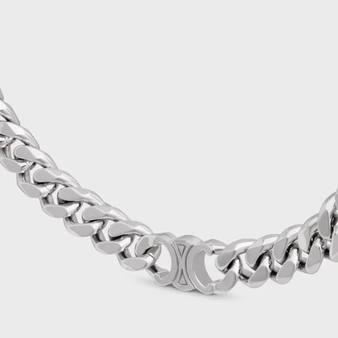 Triomphe Gourmette-ketting van messing met rhodiumafwerking