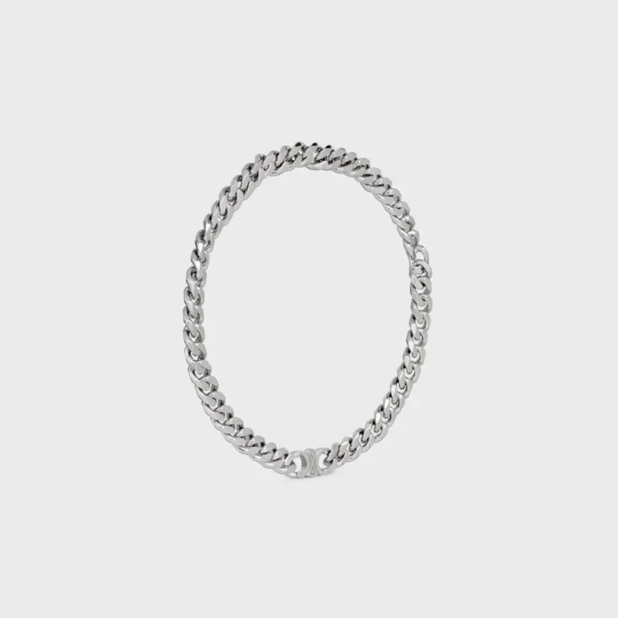 Triomphe Gourmette-ketting van messing met rhodiumafwerking