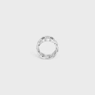 Triomphe Gourmette-ring van messing met rhodiumafwerking