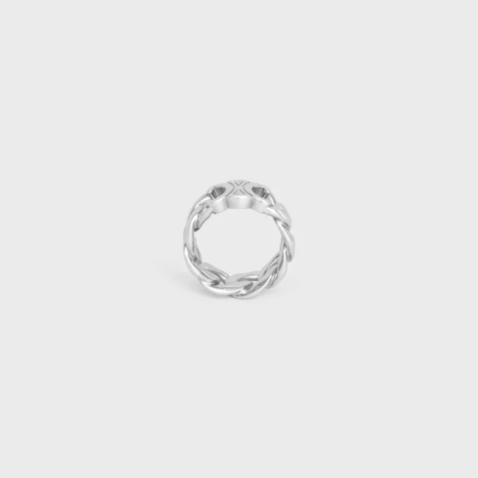 Triomphe Gourmette-ring van messing met rhodiumafwerking