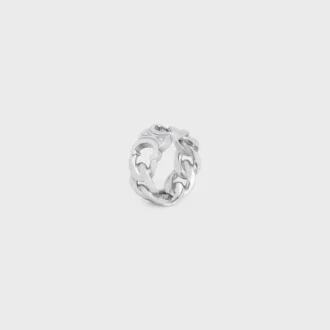 Triomphe Gourmette-ring van messing met rhodiumafwerking