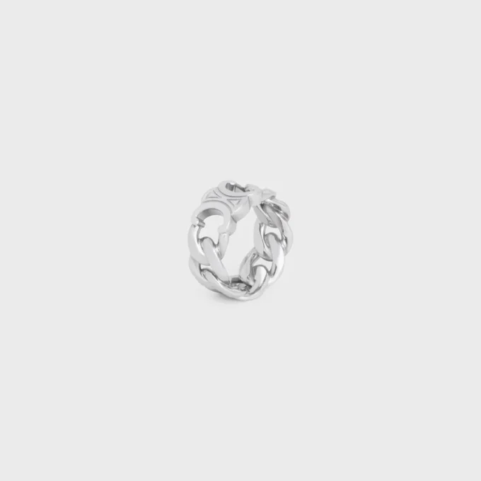 Triomphe Gourmette-ring van messing met rhodiumafwerking