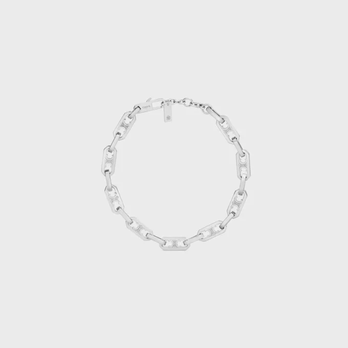 Triomphe kleine achthoekige armband van messing met rhodiumafwerking