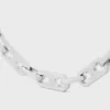 Triomphe kleine achthoekige ketting van messing met rhodiumafwerking