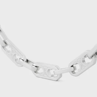 Triomphe kleine achthoekige ketting van messing met rhodiumafwerking
