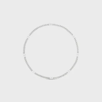 Triomphe kleine gourmette ketting van messing met rhodiumafwerking
