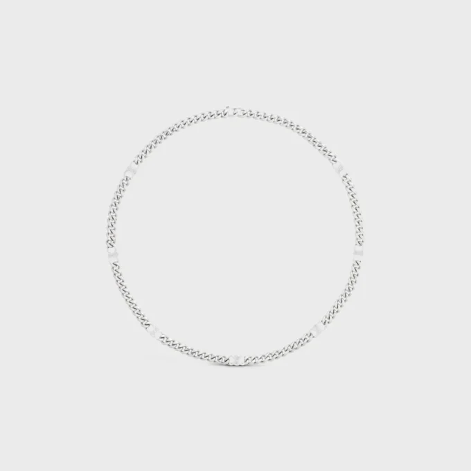 Triomphe kleine gourmette ketting van messing met rhodiumafwerking