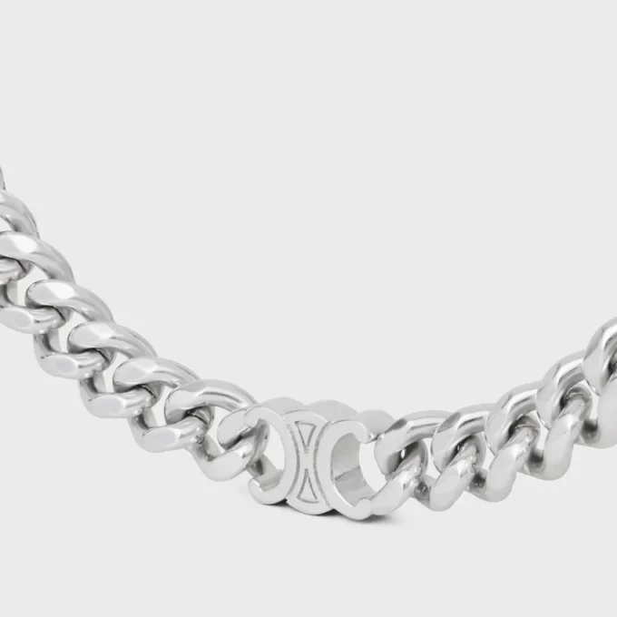 Triomphe kleine gourmette ketting van messing met rhodiumafwerking