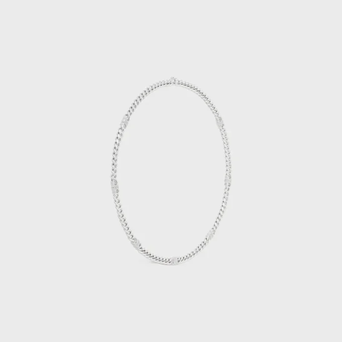 Triomphe kleine gourmette ketting van messing met rhodiumafwerking