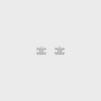 Triomphe-oorstokjes met strass en messing met rhodiumafwerking