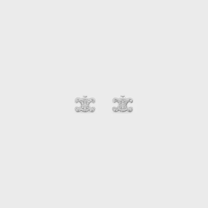 Triomphe-oorstokjes met strass en messing met rhodiumafwerking