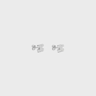 Triomphe-oorstokjes met strass en messing met rhodiumafwerking