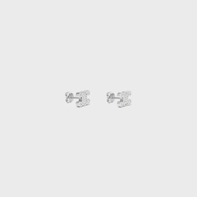 Triomphe-oorstokjes met strass en messing met rhodiumafwerking