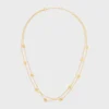 Triomphe Pearl dubbele ketting van messing met gouden afwerking en harsparels