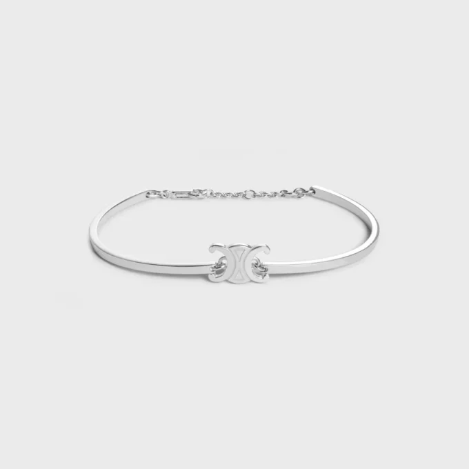 Triomphe scharnierende armband van messing met rhodiumafwerking