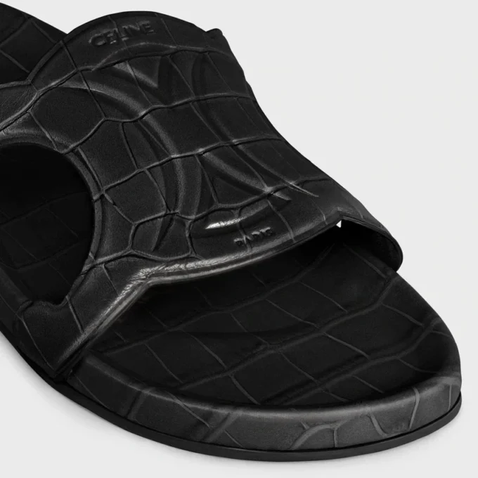 Triomphe-slipper van kalfsleer met krokodillenprint