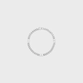 Triomphe Small Gourmette-armband van messing met rhodiumafwerking
