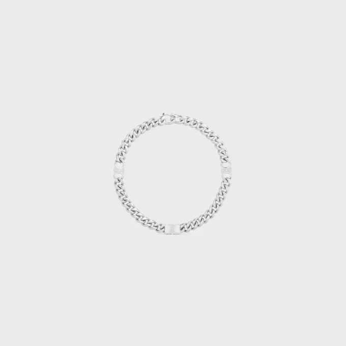 Triomphe Small Gourmette-armband van messing met rhodiumafwerking