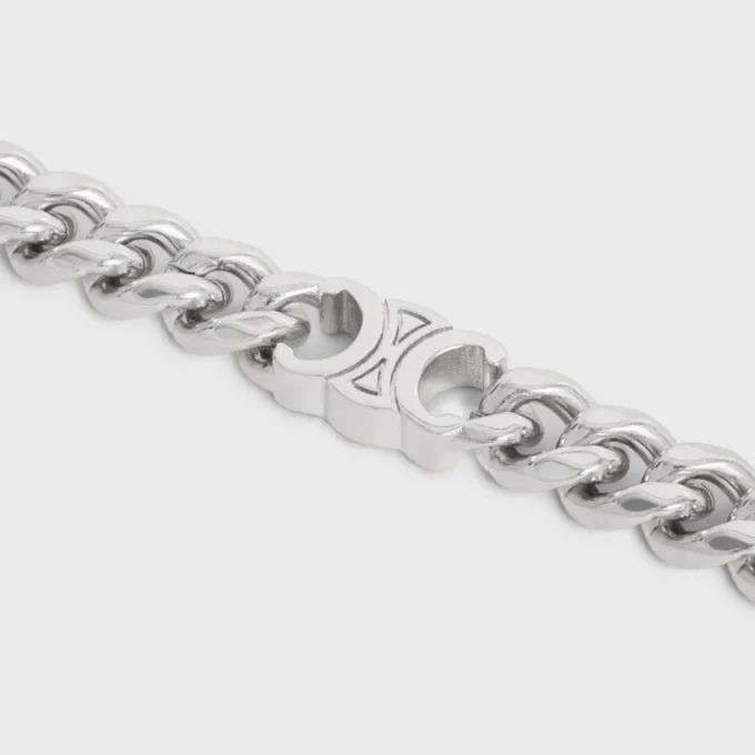 Triomphe Small Gourmette-armband van messing met rhodiumafwerking