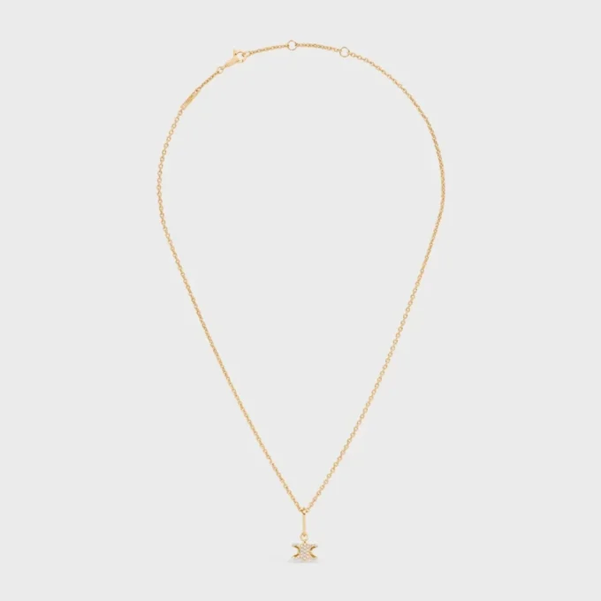 Triomphe Solitaire Sparkle-ketting van strass en messing met gouden afwerking