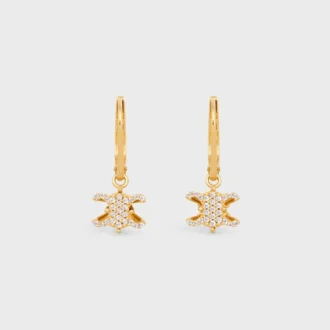Triomphe Solitaire Sparkle-oorbellen van strass en messing met gouden afwerking