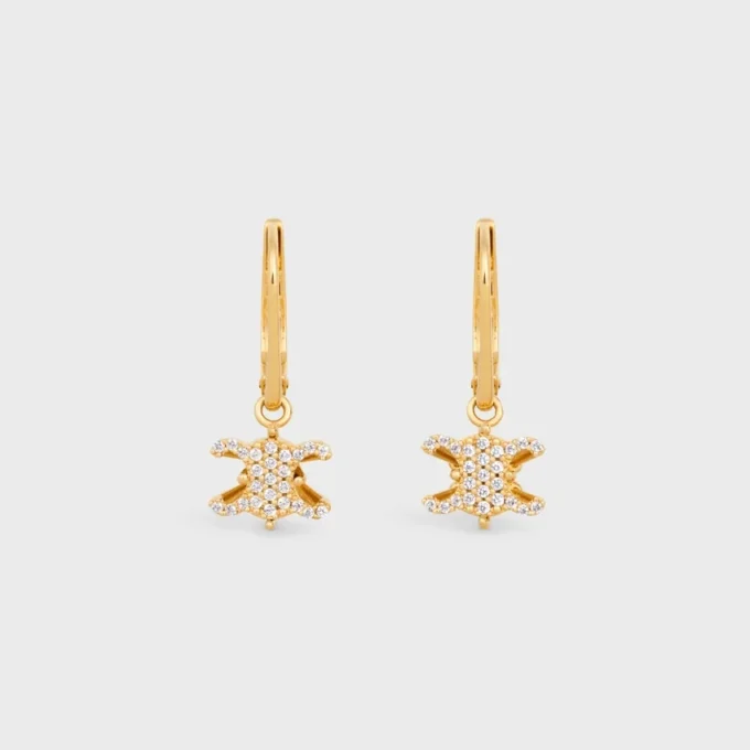 Triomphe Solitaire Sparkle-oorbellen van strass en messing met gouden afwerking