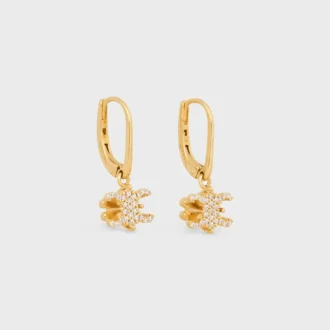Triomphe Solitaire Sparkle-oorbellen van strass en messing met gouden afwerking