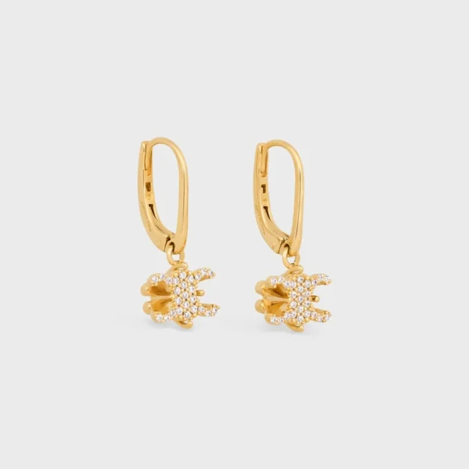 Triomphe Solitaire Sparkle-oorbellen van strass en messing met gouden afwerking